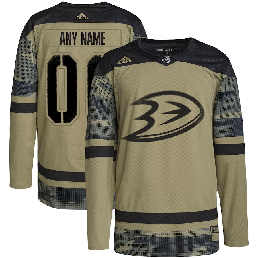 Men's Anaheim Ducks Camo Military Appreciation Team Authentic Custom Practice Jersey1