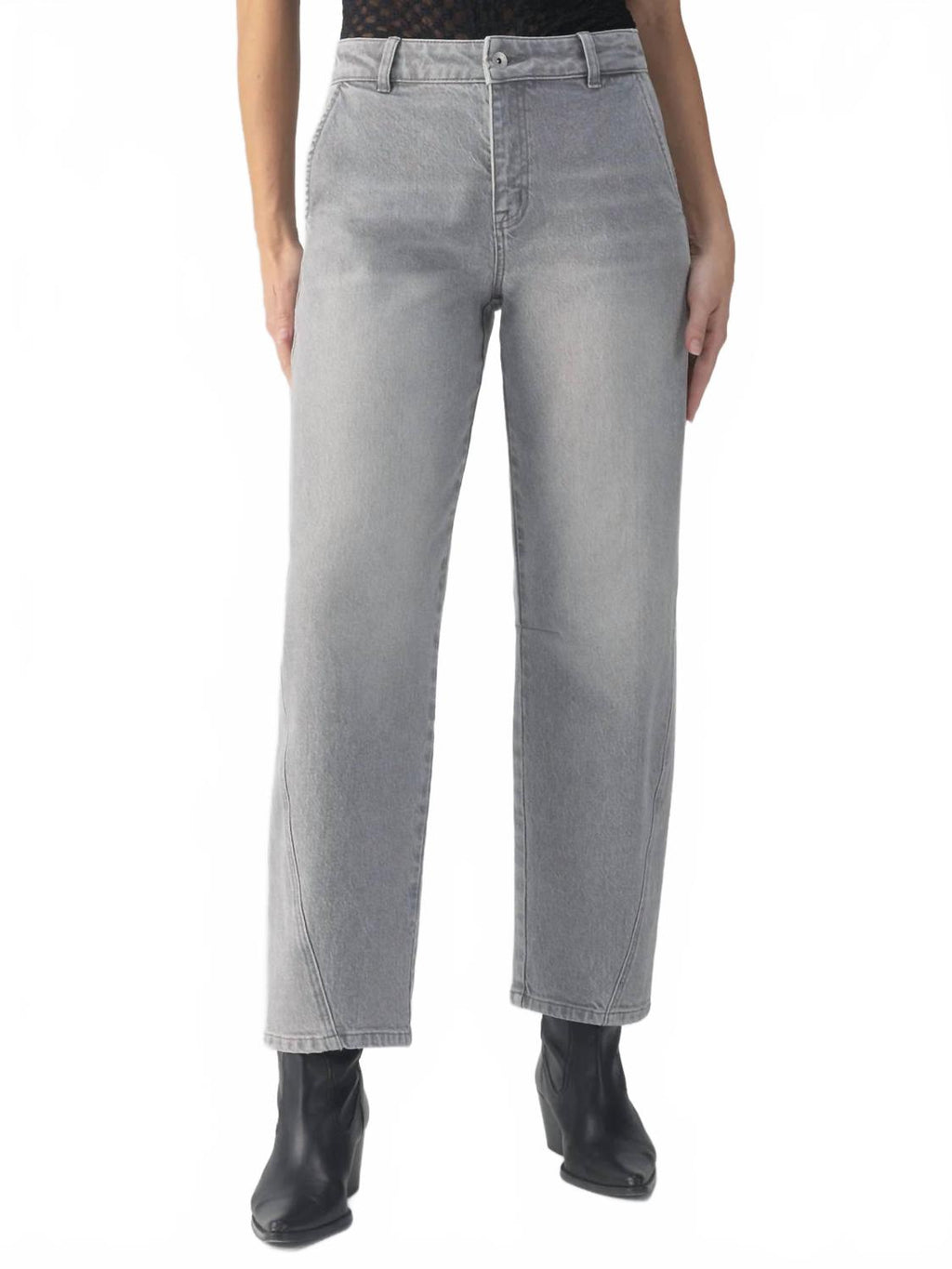 Twisted Seam Barrel Jean In Grey