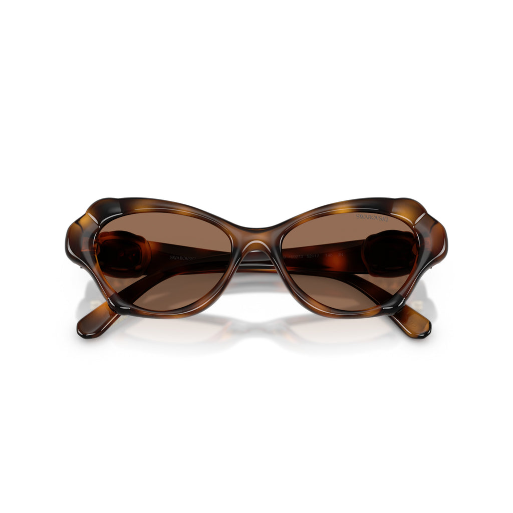 0Sk6050 Tortoiseshell Cat-Eye Sunglasses with Gold Emblem