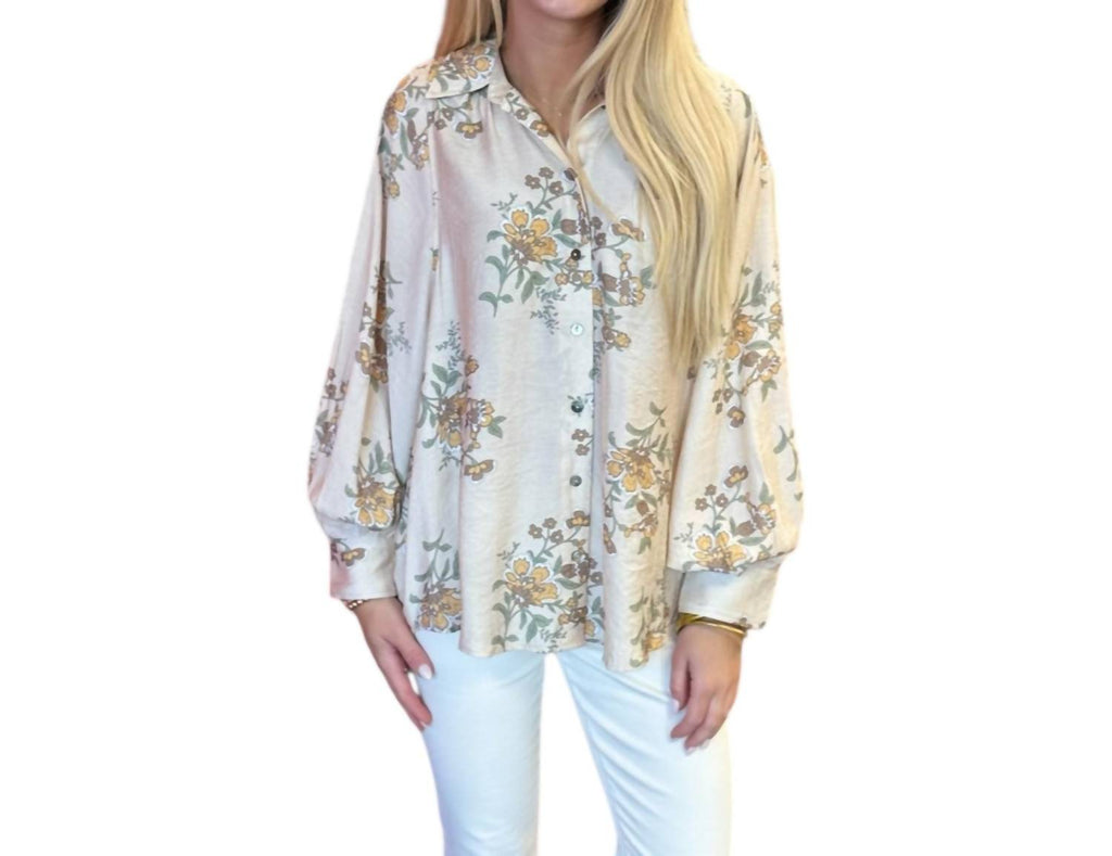 Floral Top In Ecru