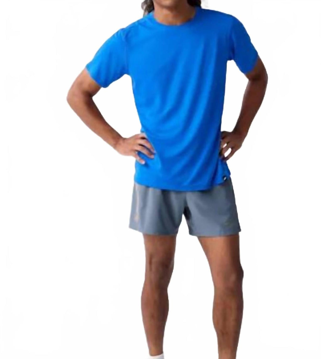 Luxe Short Sleeve Tee In Heather Neo Blue