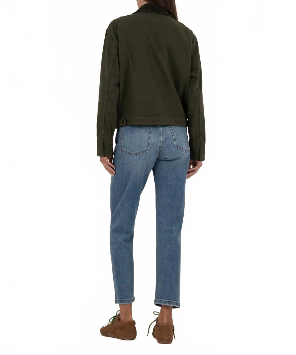 Hudson Zip Front Jacket In Dark Olive