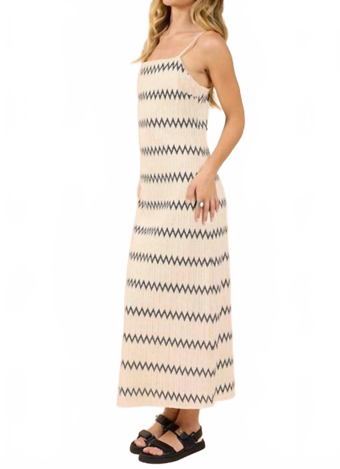 Way Out Zig Zag Weave Maxi Dress In Ivory Navy