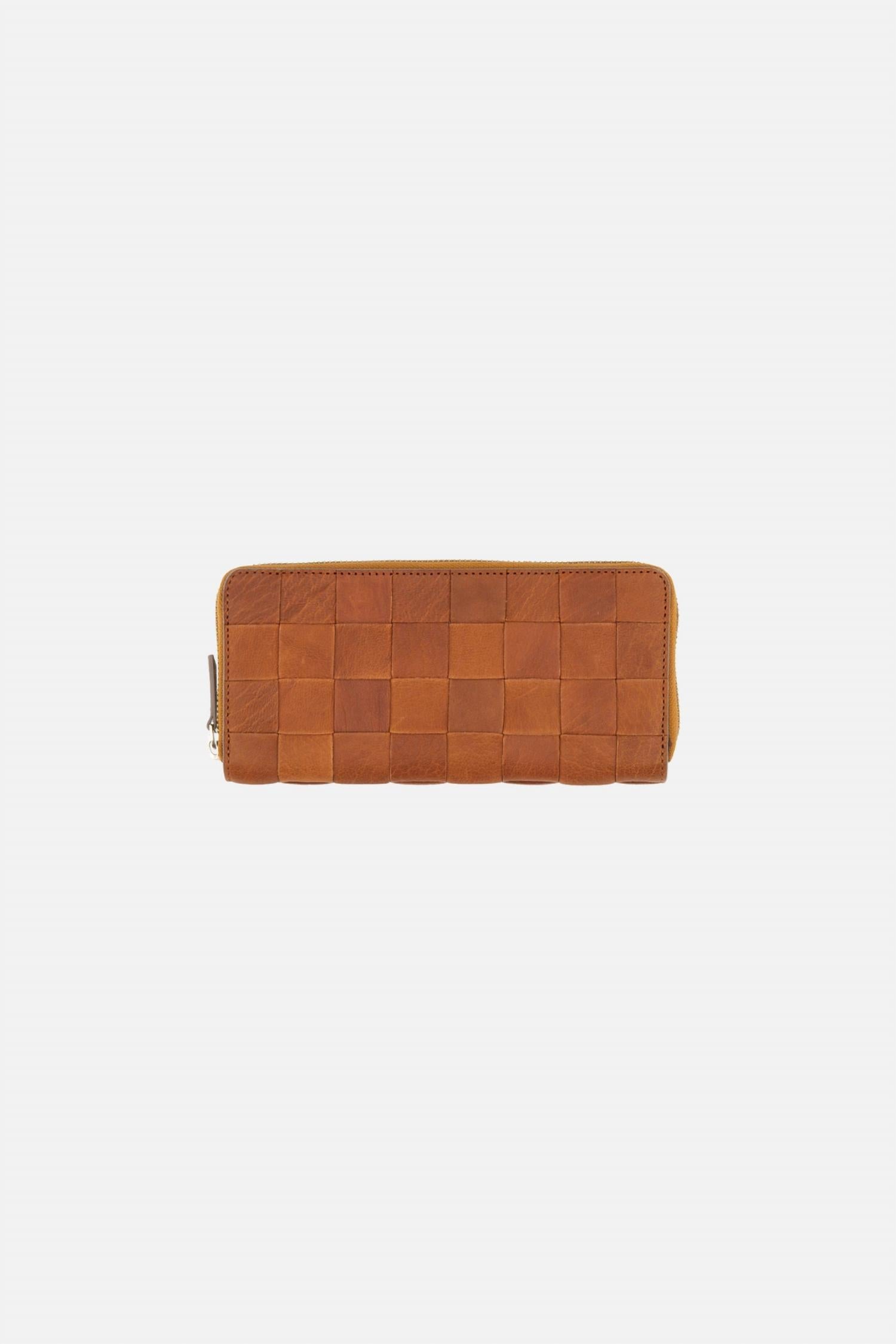 Women's Check Zip Around Wallet In Tan