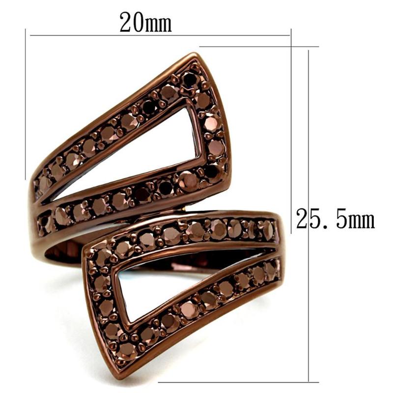 IP Coffee light Brass Ring with AAA Grade CZ in Light Coffee
