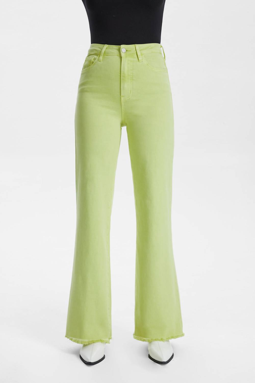 Stella High Rise Wide Leg Jeans In Pistachio