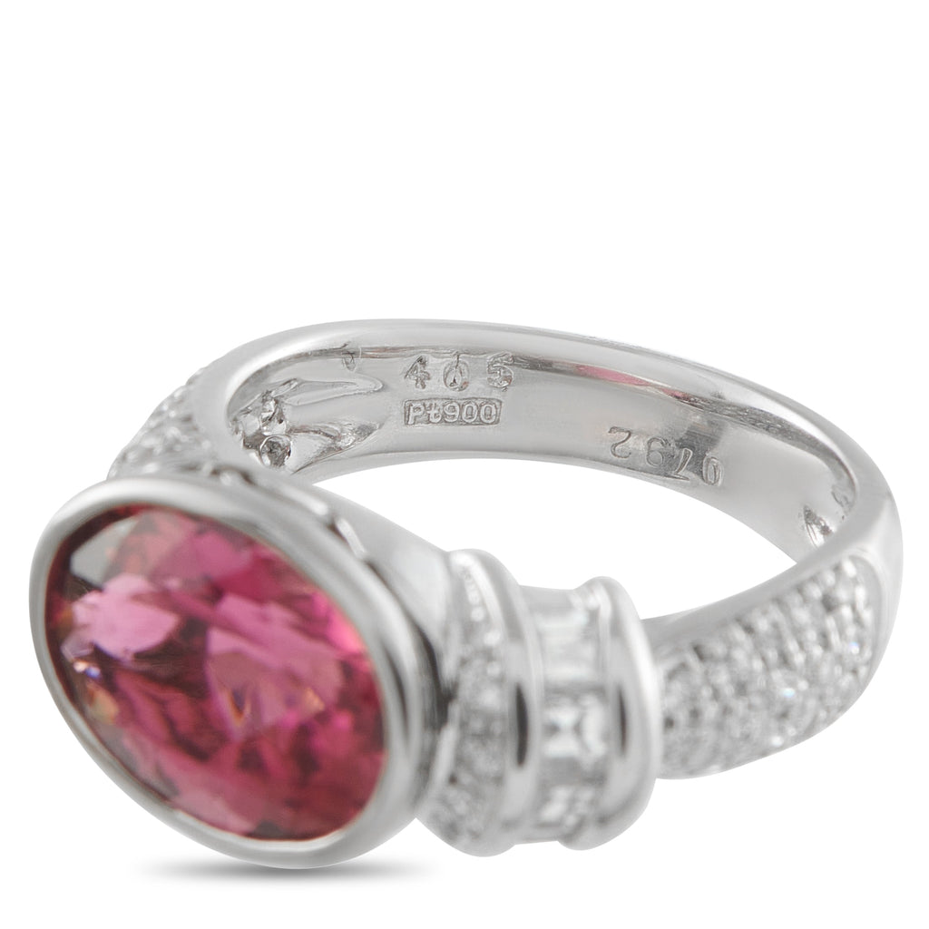 LB Exclusive Platinum 0.79ct Diamond and Rubellite Ring MF01-041426