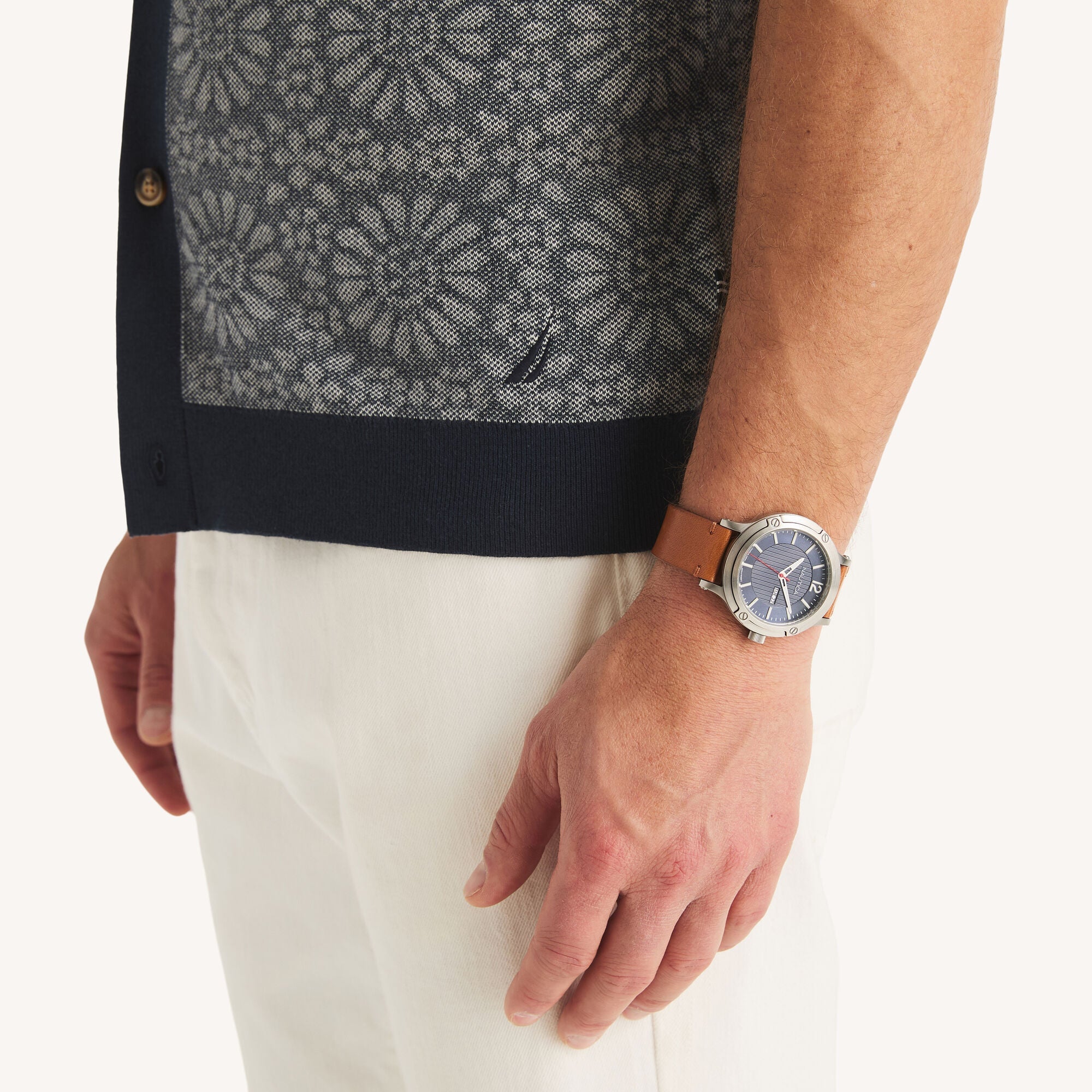 Nautica Mens Jacquard Button-Front Sweater Polo