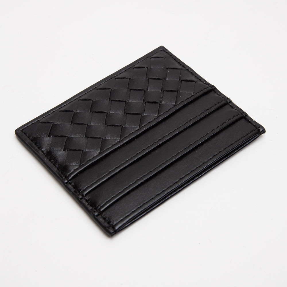 Faux Leather Basket Weave Card Holder Wallet