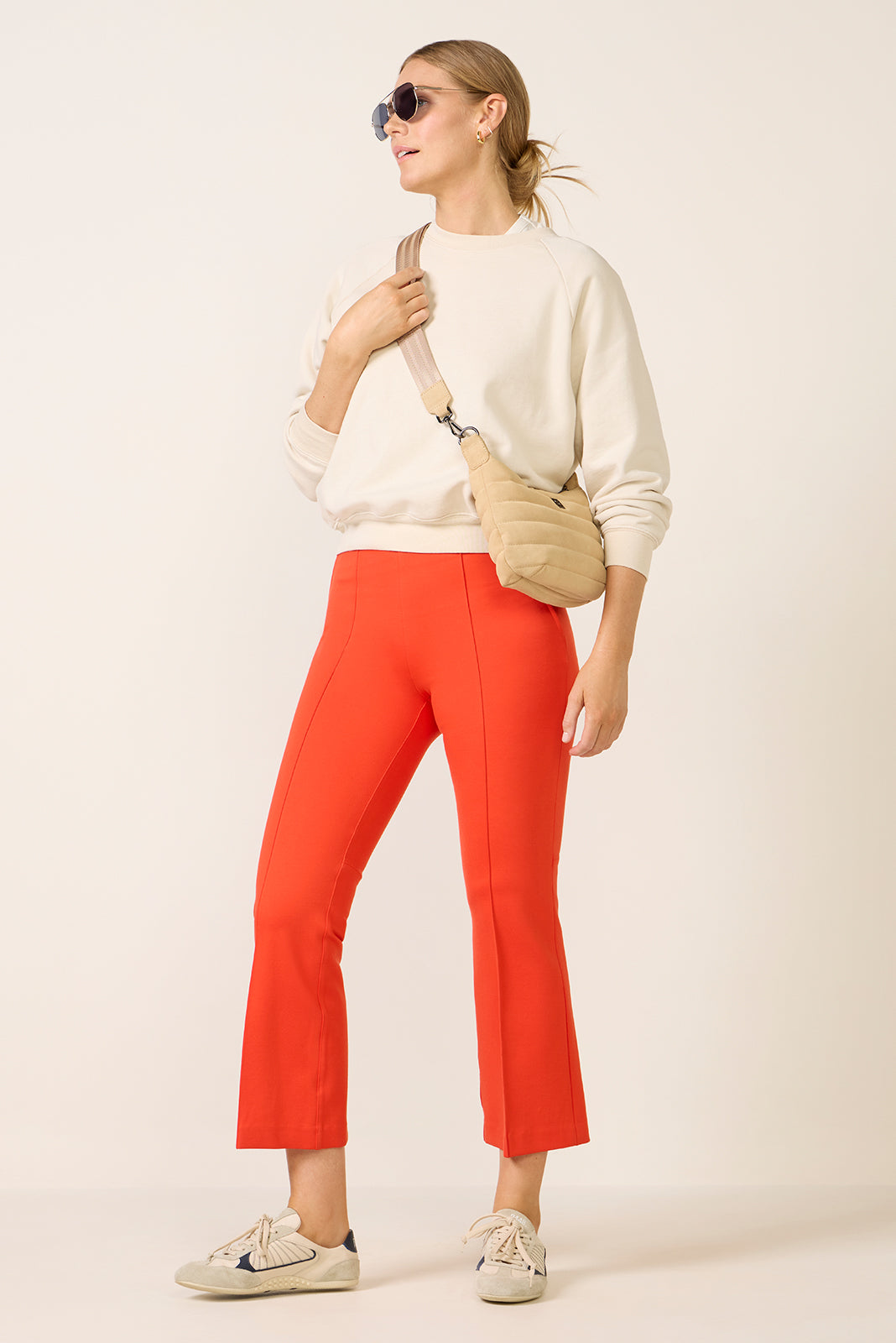 Women's Pintuck Kick Flare Ponte Pants