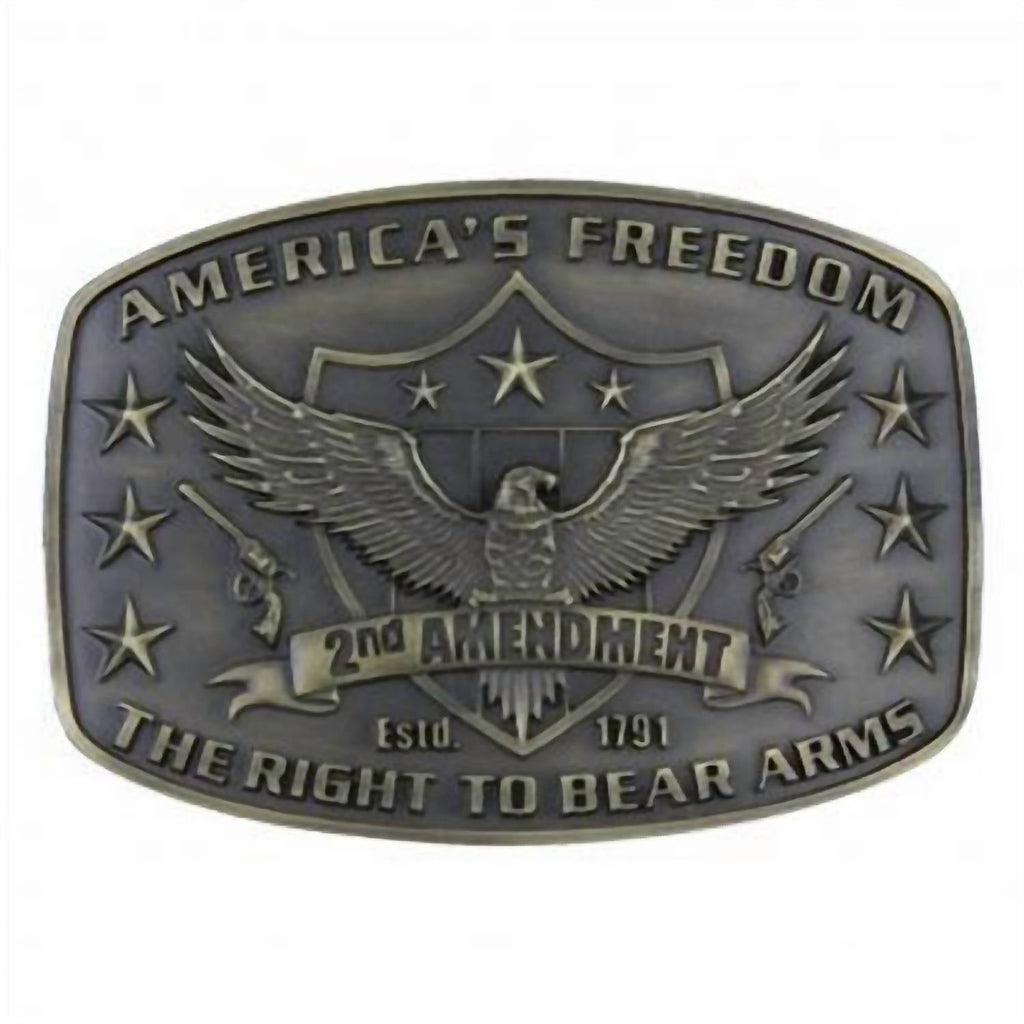 2Nd Amendment Attitude Belt Buckle In Brass
