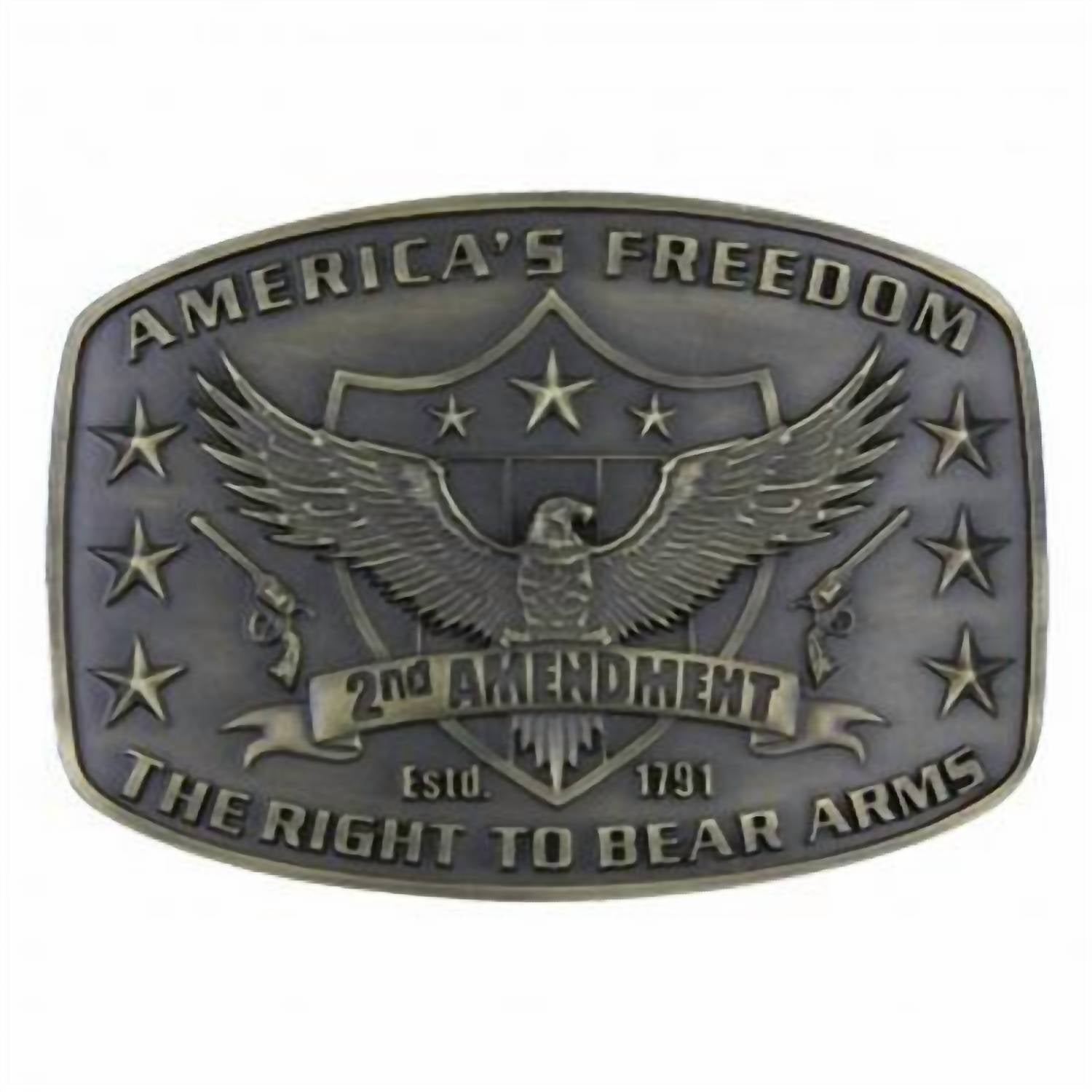 2Nd Amendment Attitude Belt Buckle In Brass
