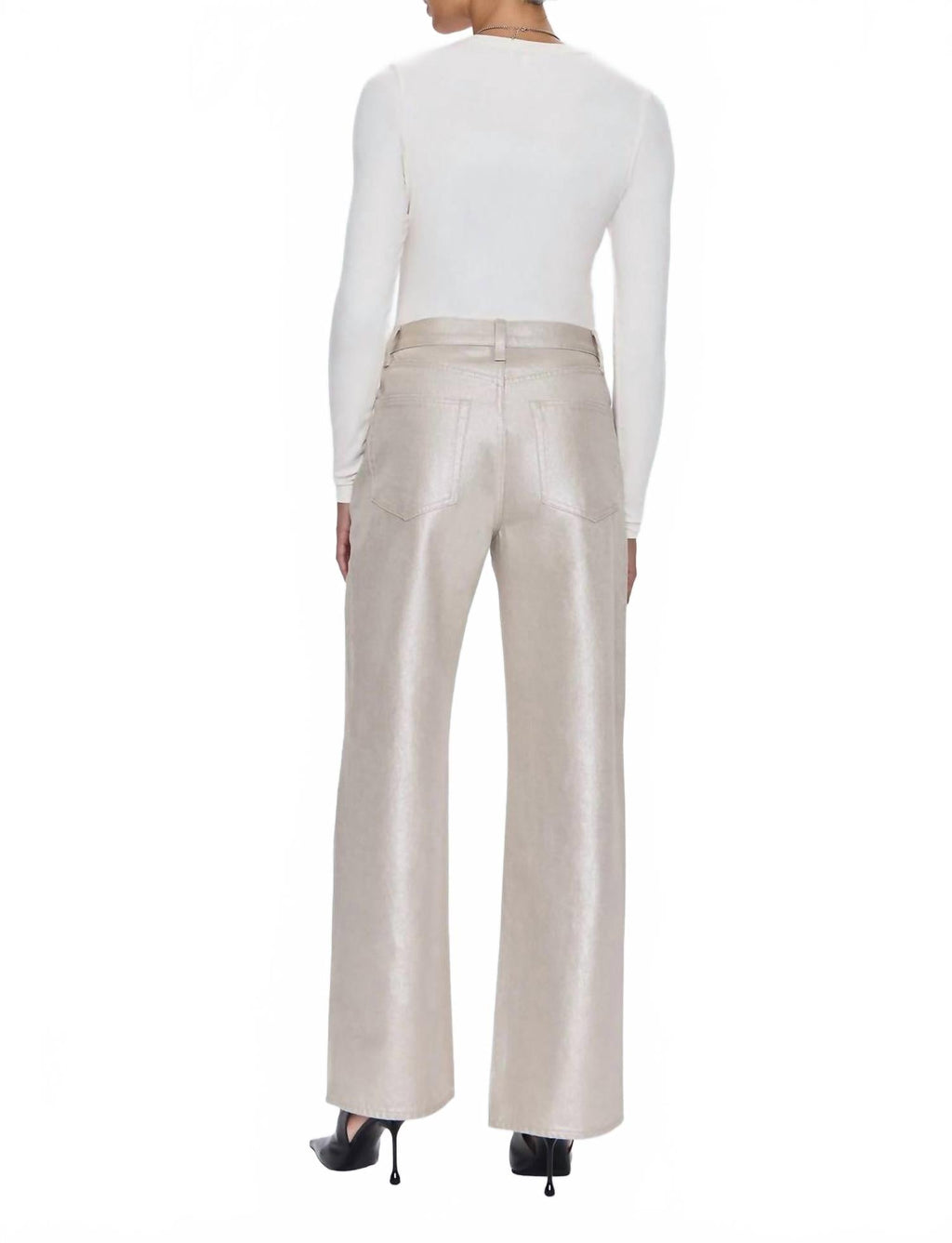 Tate High Rise Bowed Leg Jeans In Champagne Luster