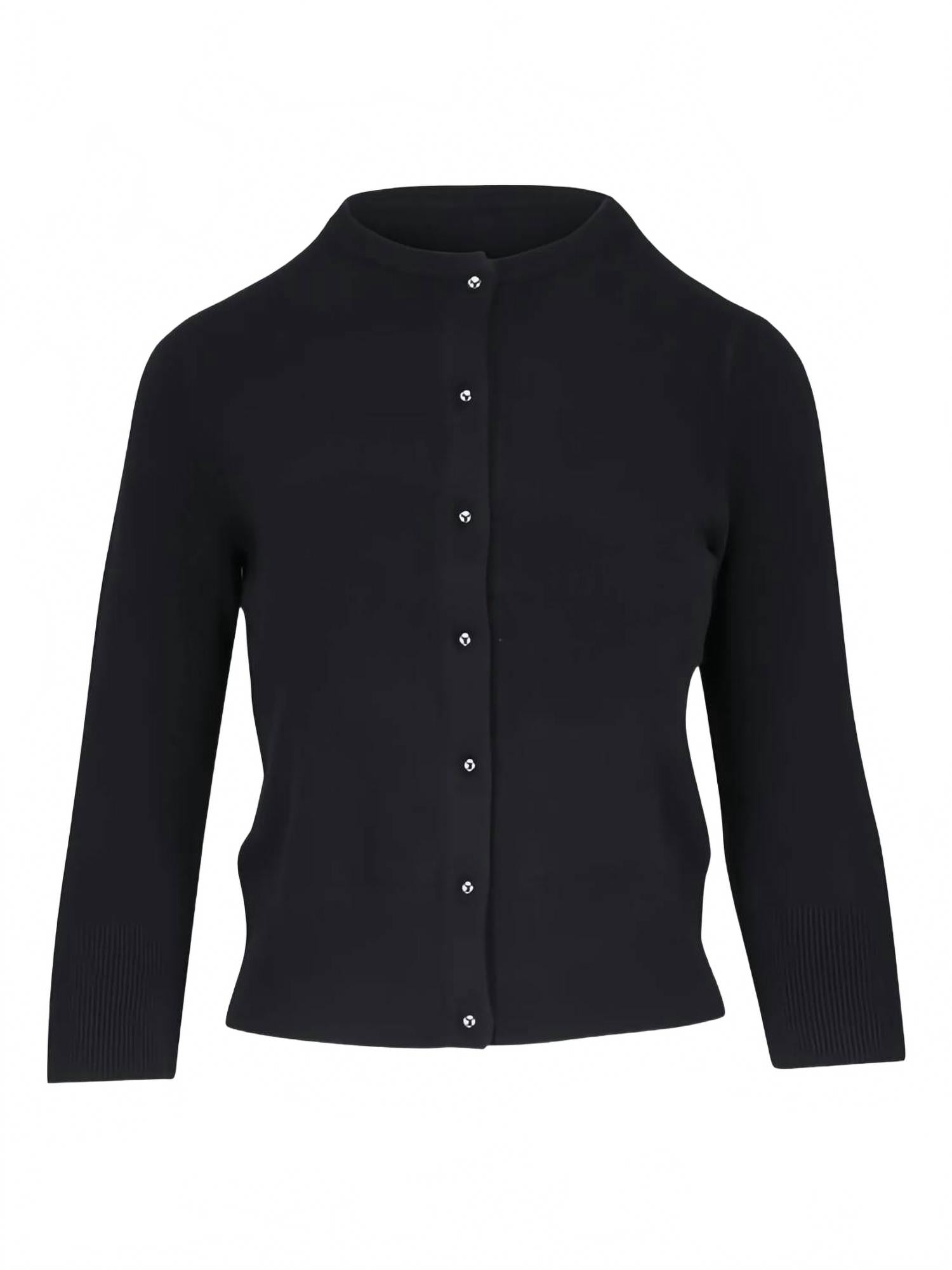 Metal Button Cardigan In Black