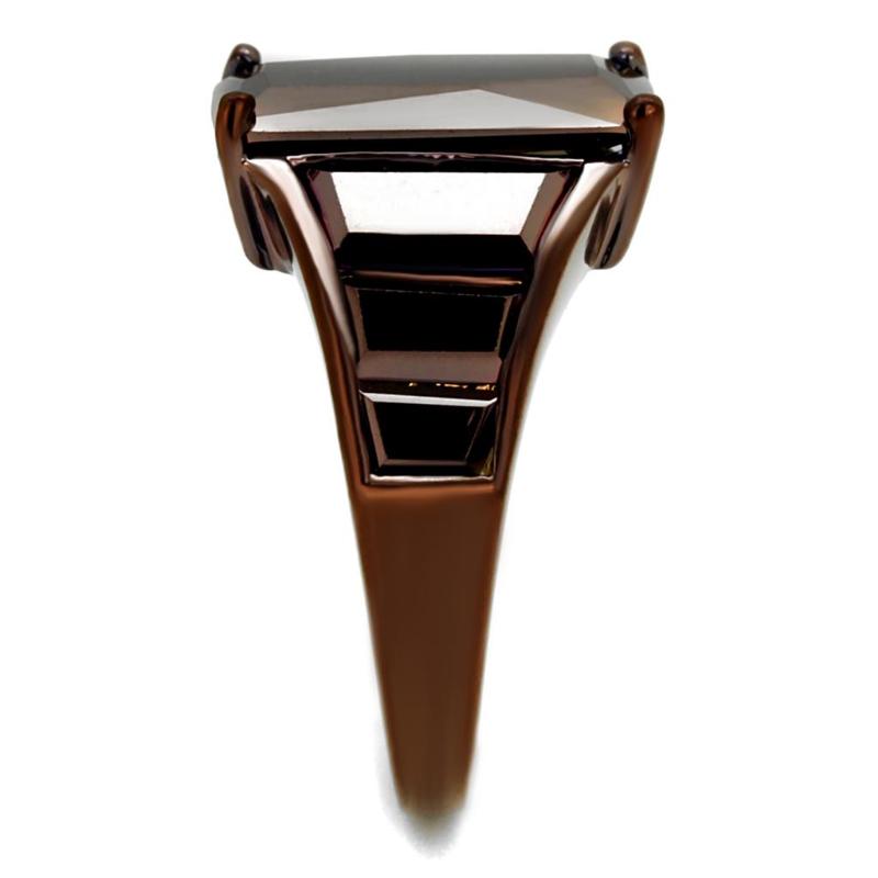 IP Coffee light Brass Ring with AAA Grade CZ in Light Coffee