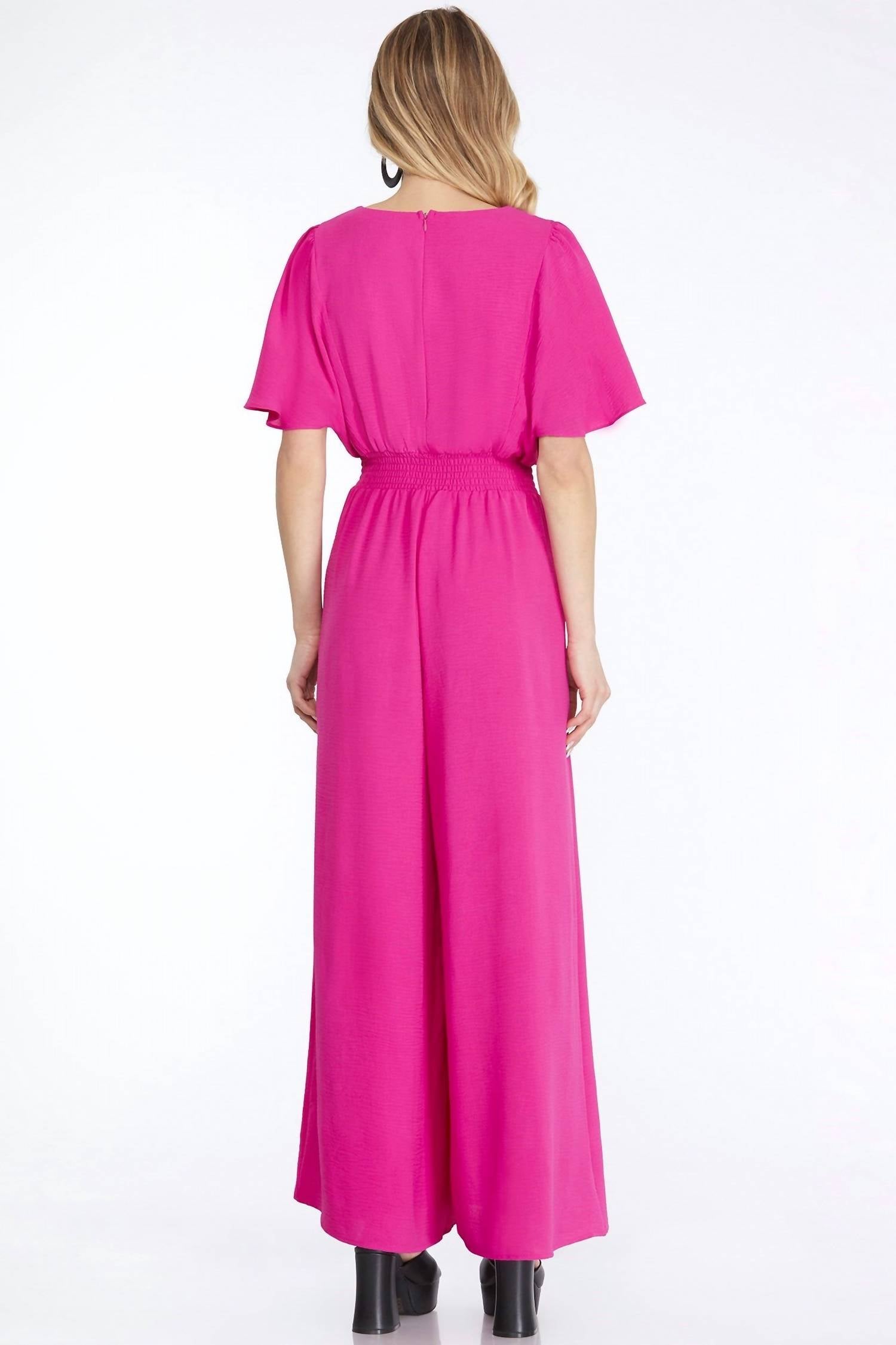 Paradise V-Neck Jumpsuit In Pink