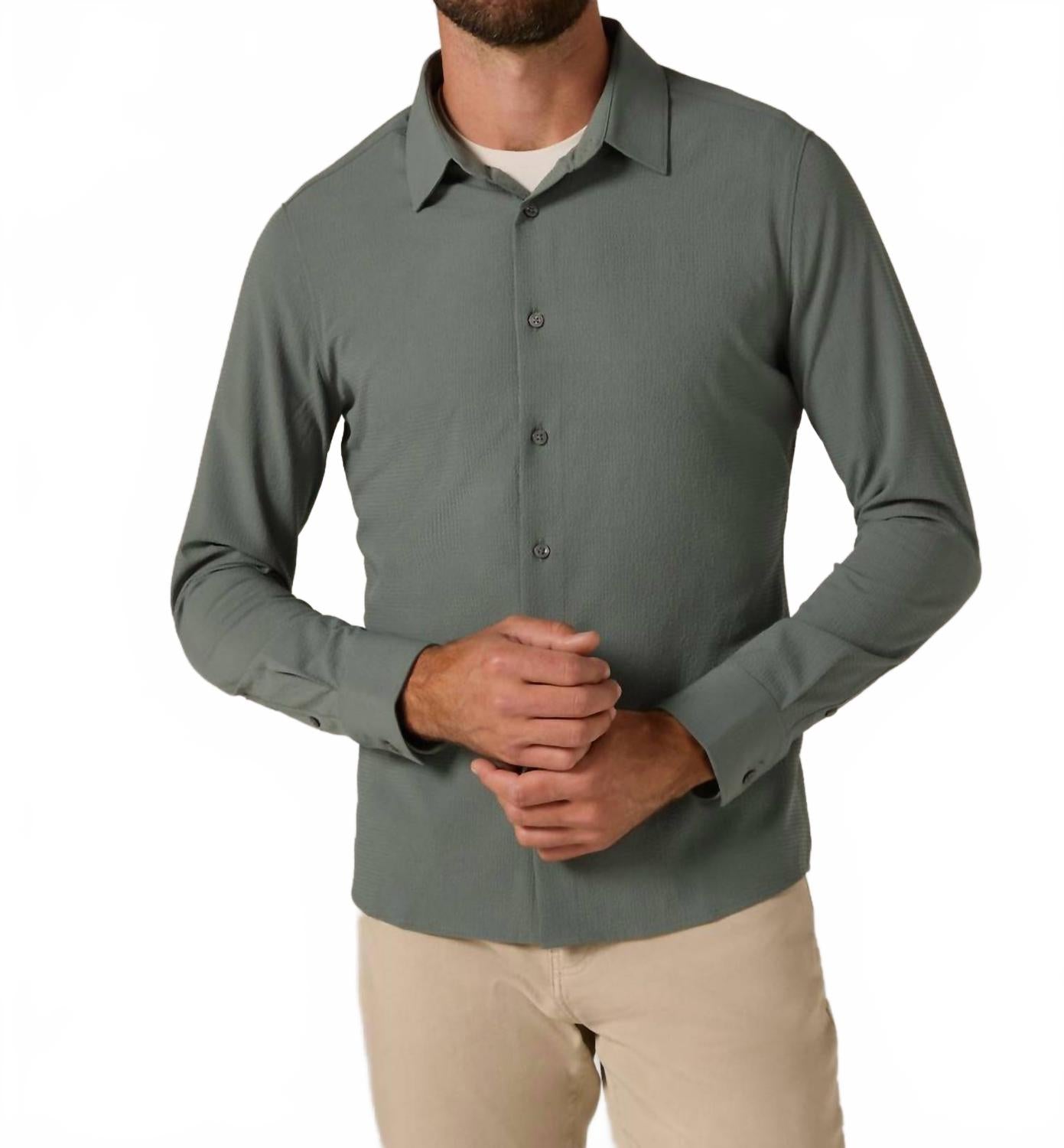 Drayton Long Sleeve Shirt Top In Basil