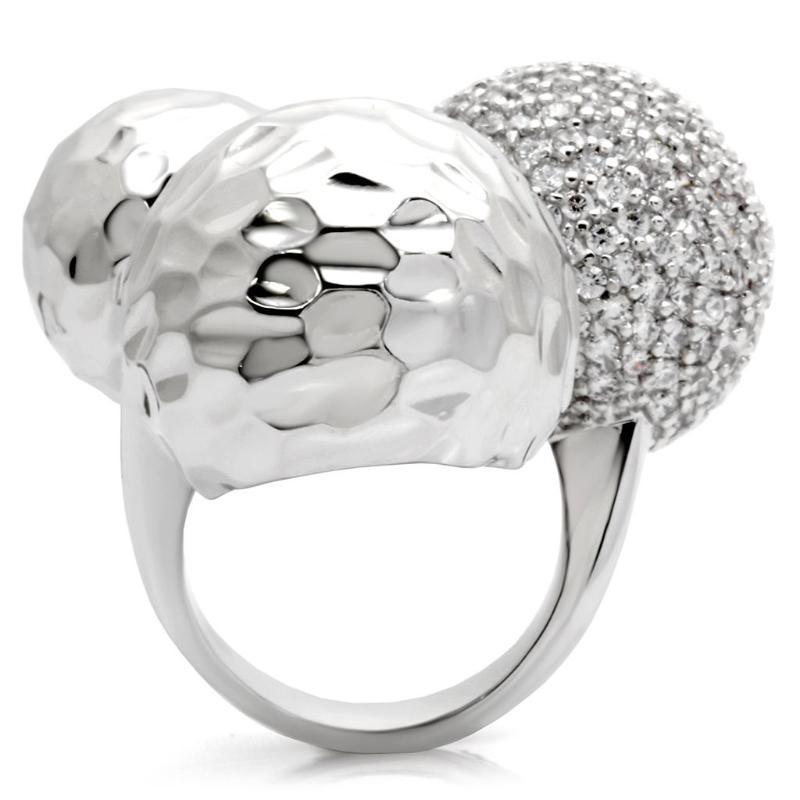 Rhodium Brass Ring with AAA Grade CZ in Clear