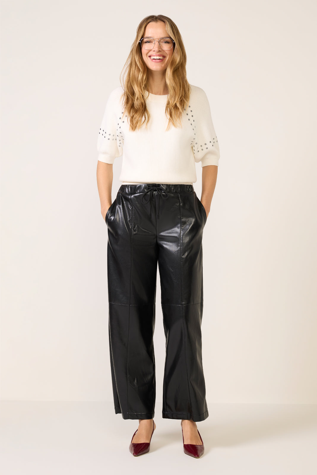 Women's Jordan Faux Leather Wide Leg Pants
