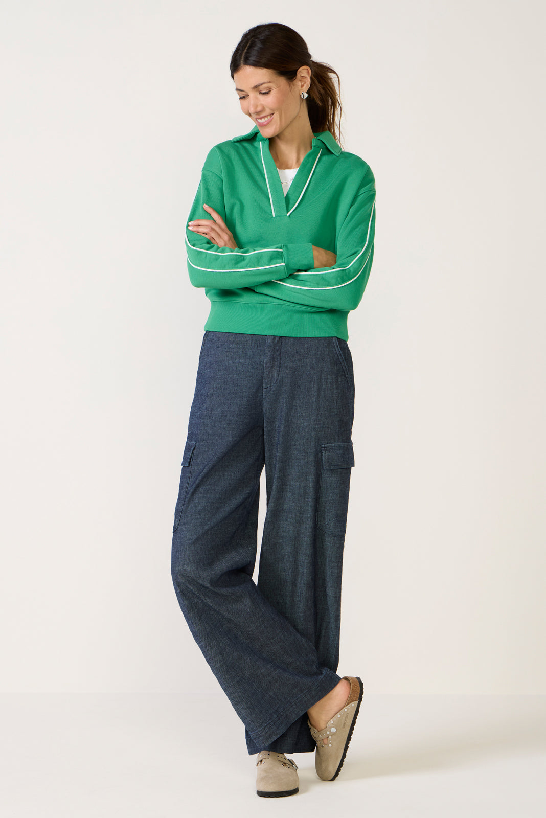 Women's Elsie Piped Polo Sweatshirt