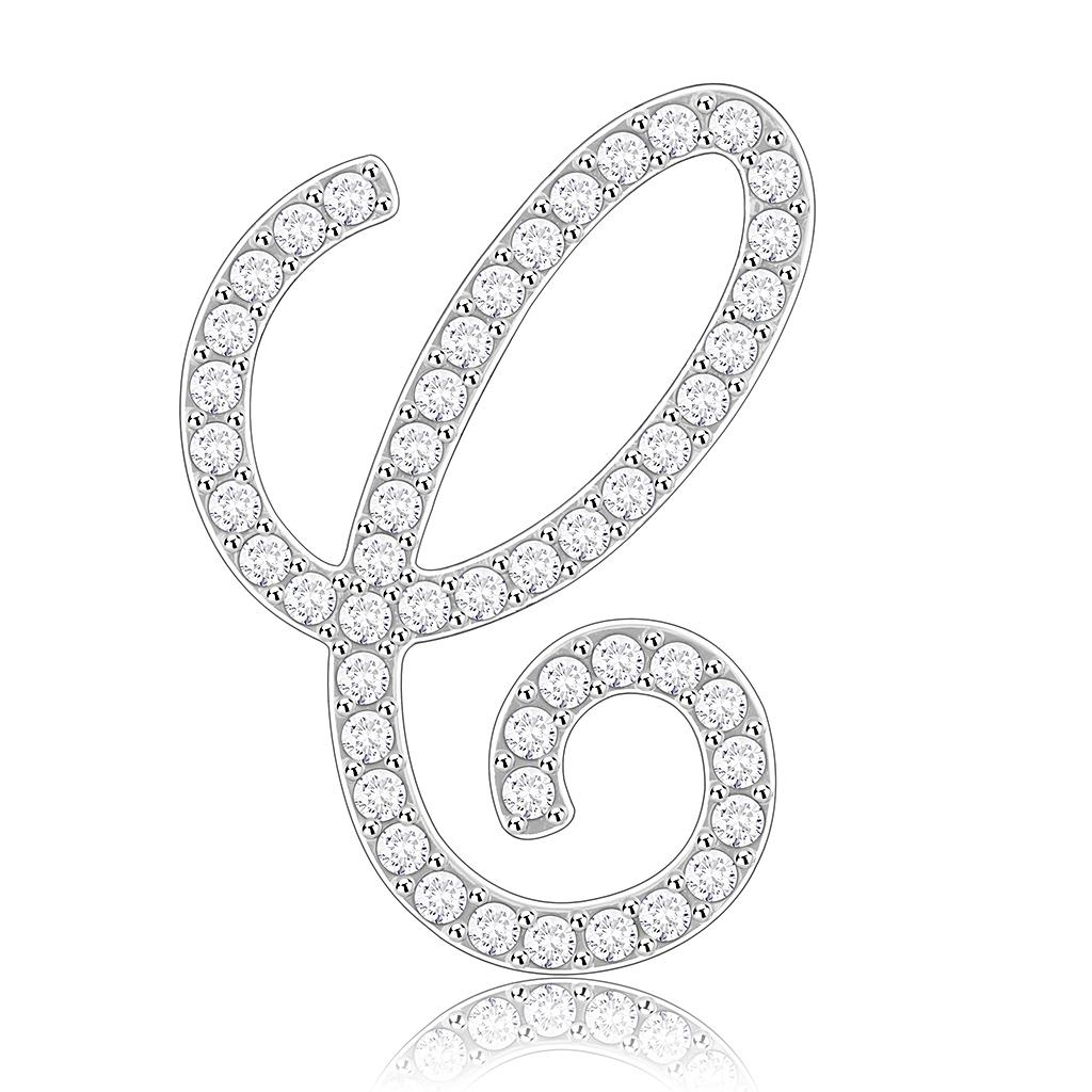 Rhodium Brass Brooches with Top Grade Crystal in Clear