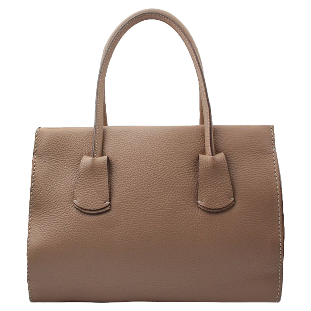 Taupe Brown Leather Tote Bag