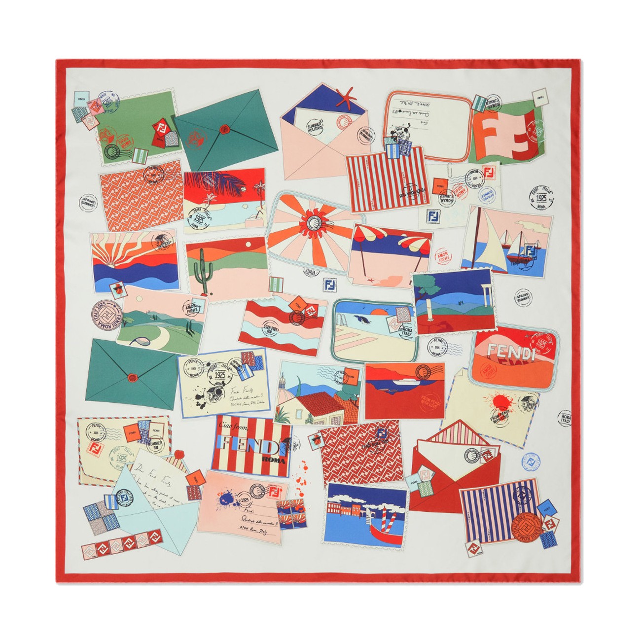 Fendi Women Fendi Postcards Motif Foulard