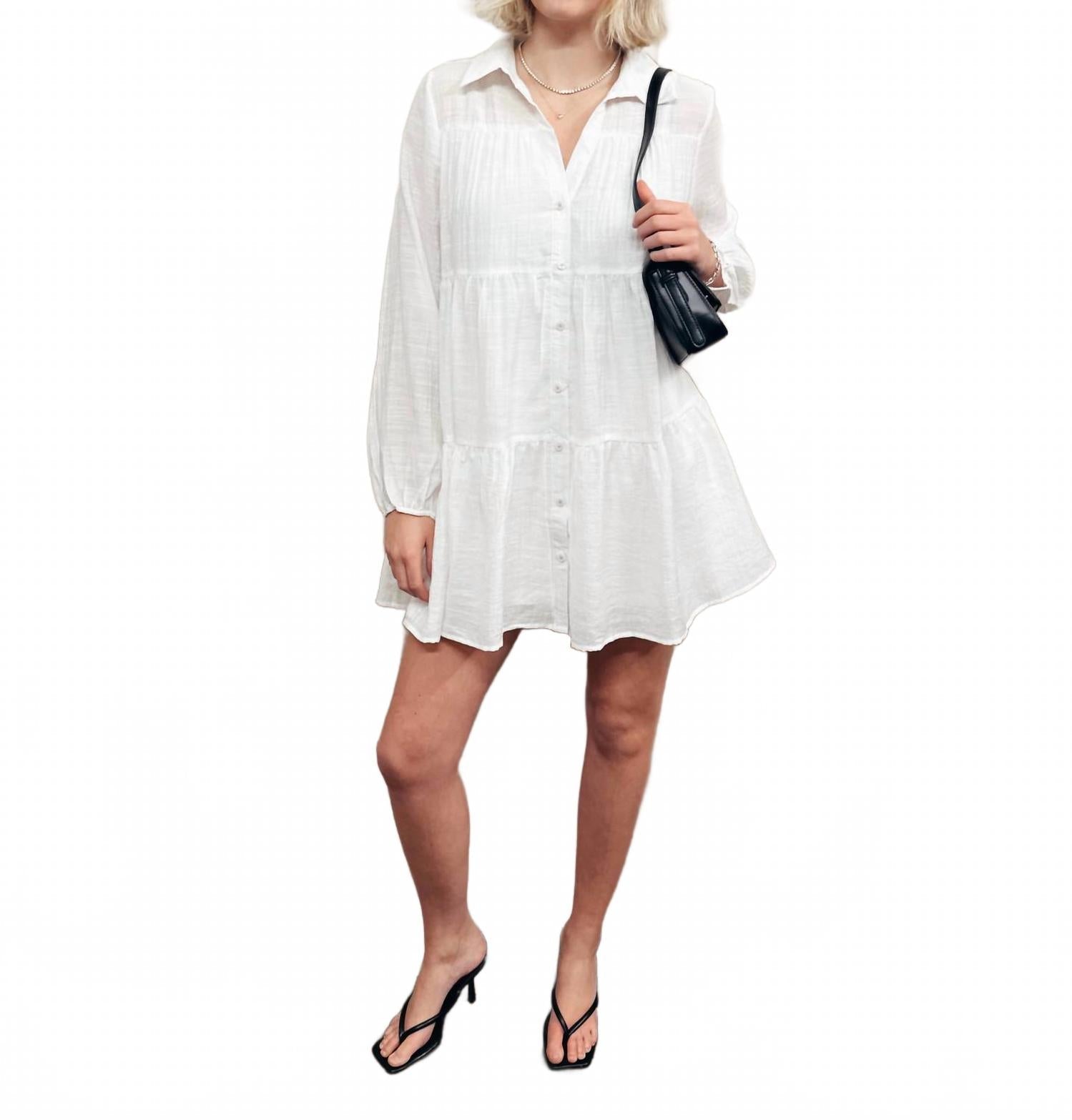 Gomera Mini Shirt Dress In White