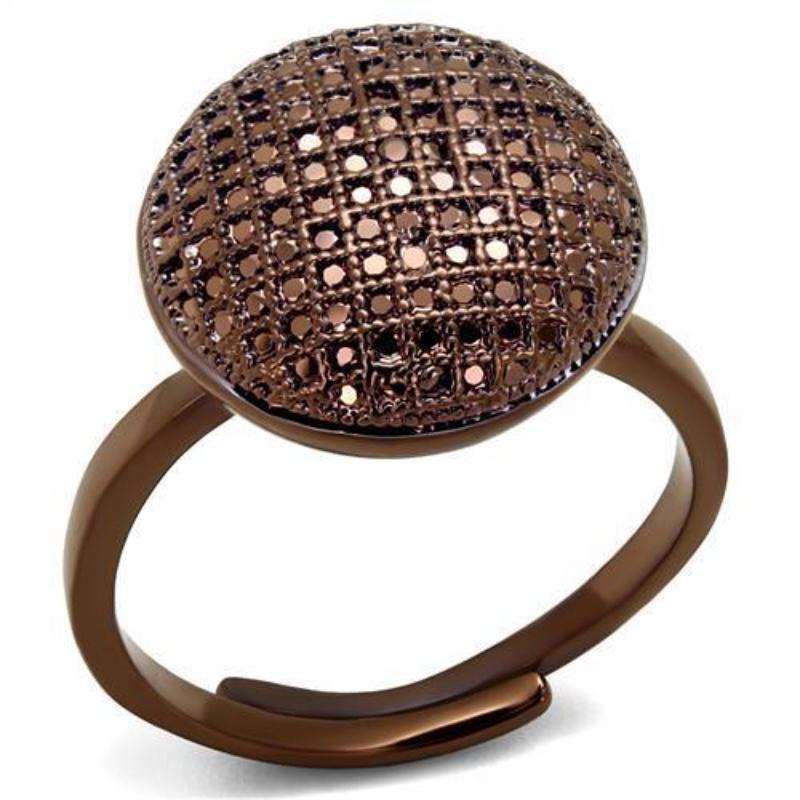 IP Coffee light Brass Ring with AAA Grade CZ in Light Coffee