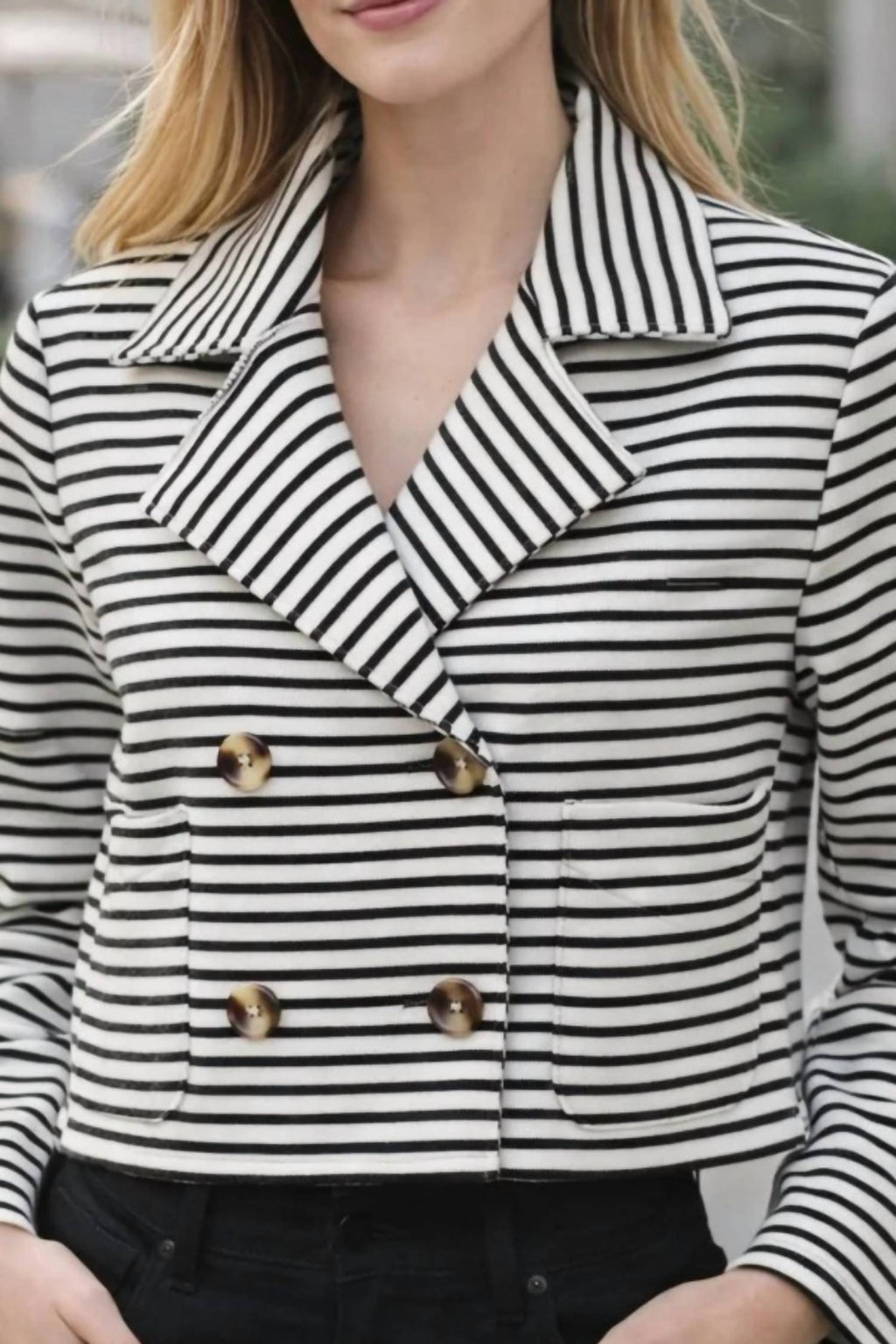 Knit Stripe Jacket In Black