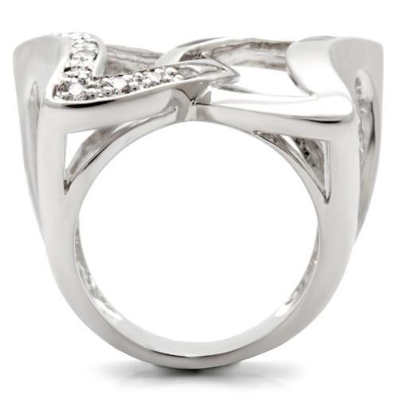 Rhodium Brass Ring with AAA Grade CZ in Clear