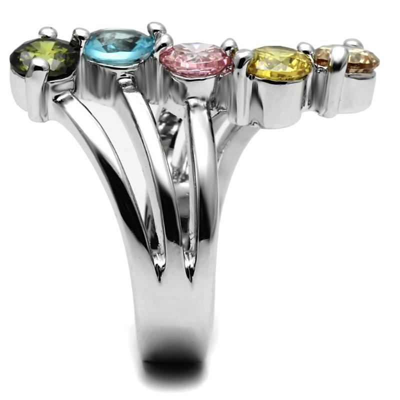 Sigrid Cocktail Ring - Stainless Steel, AAA CZ , Multi Color