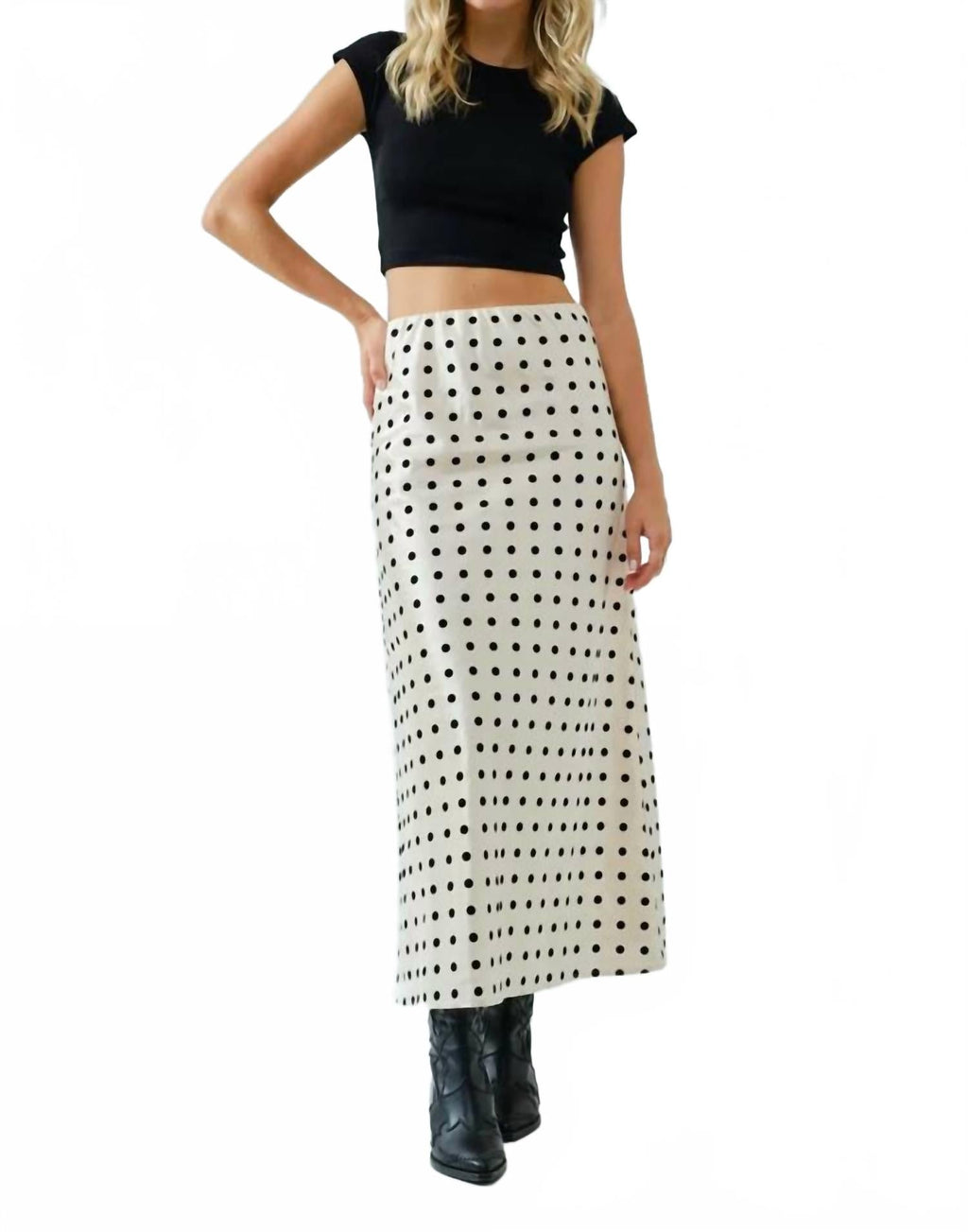 Dotty Midi Skirt In Ivory