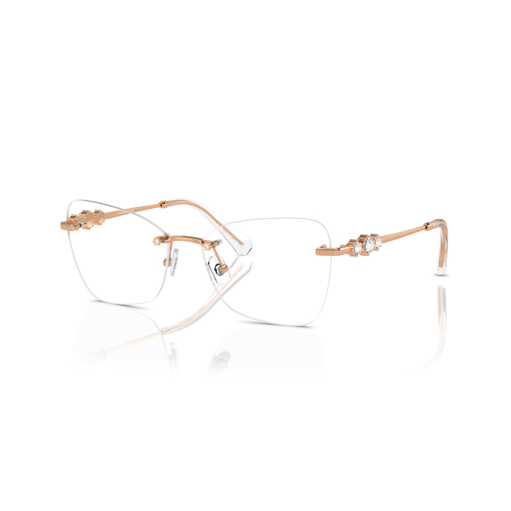 Rimless Eyeglasses With Gold-Toned Metal Temples And Crystal Embellishments