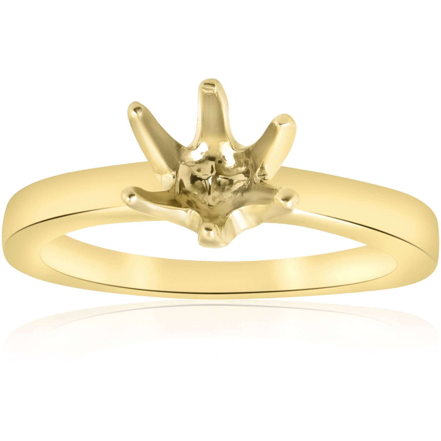 Yellow Gold 14K Solitaire Semi Mount Engagement Ring Size Selectable