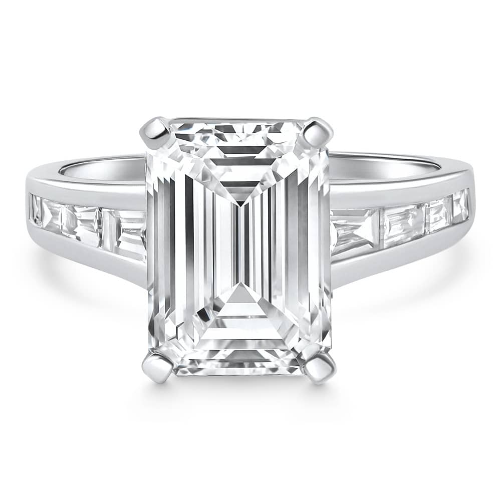 Certified 4 1/2Ct Emerald Diamond Baguette Engagement Ring 14k Gold Lab Grown Size: 5.5