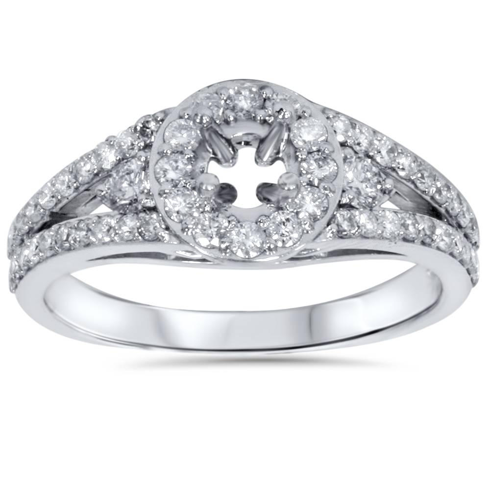 3/4ct Halo Diamond Engagement Ring Setting 14K White Gold Size Selectable