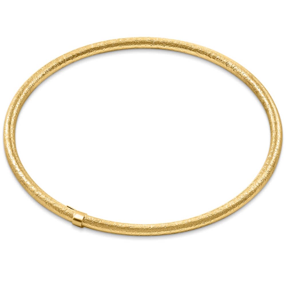18K Gold Plated Silver Textured 3mm Slip-On Bangle Bracelet