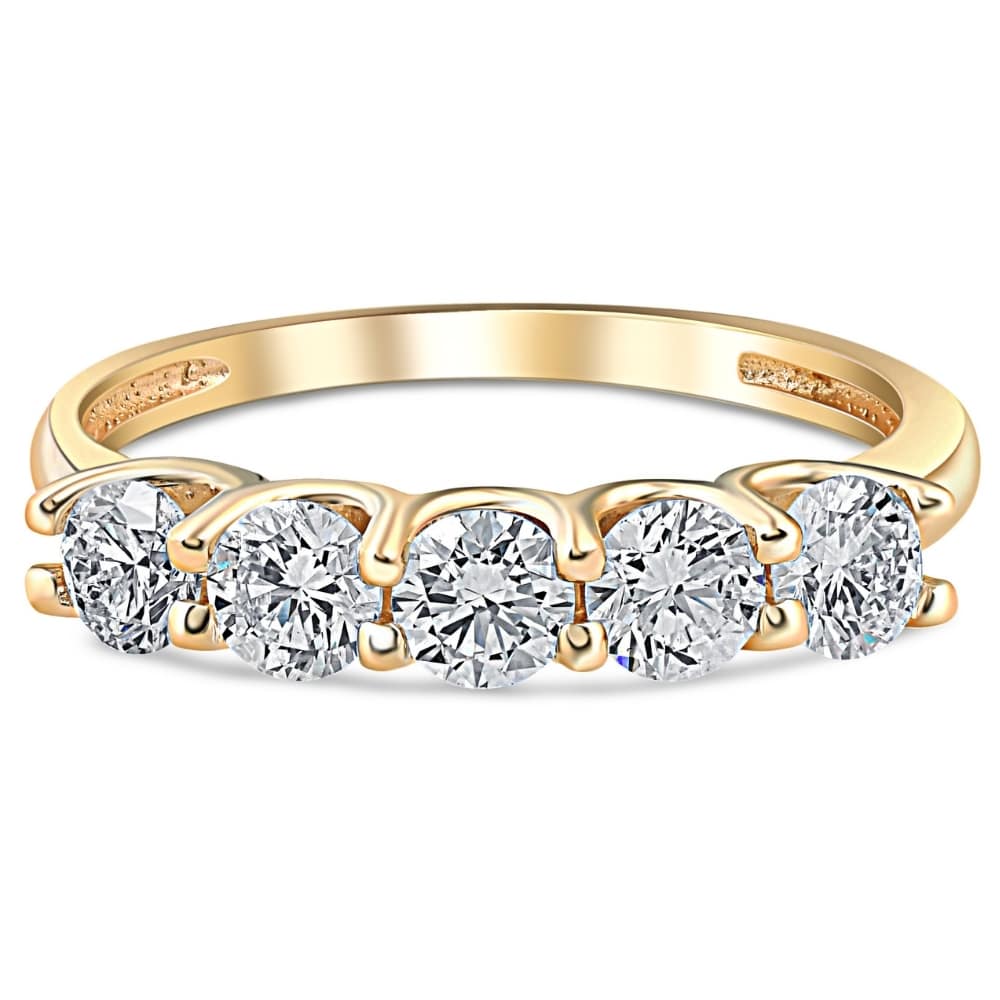 1Ct T.W. Five Stone Diamond Wedding Ring 14k White or Yellow Gold Lab Grown