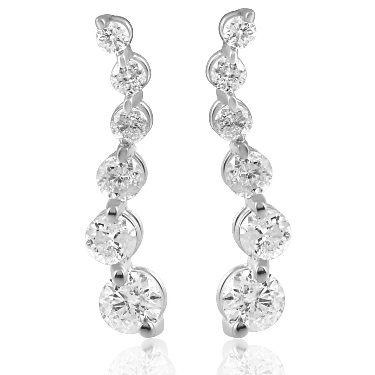 Ladies 1/2ct Diamond Journey Earrings 14K White Gold