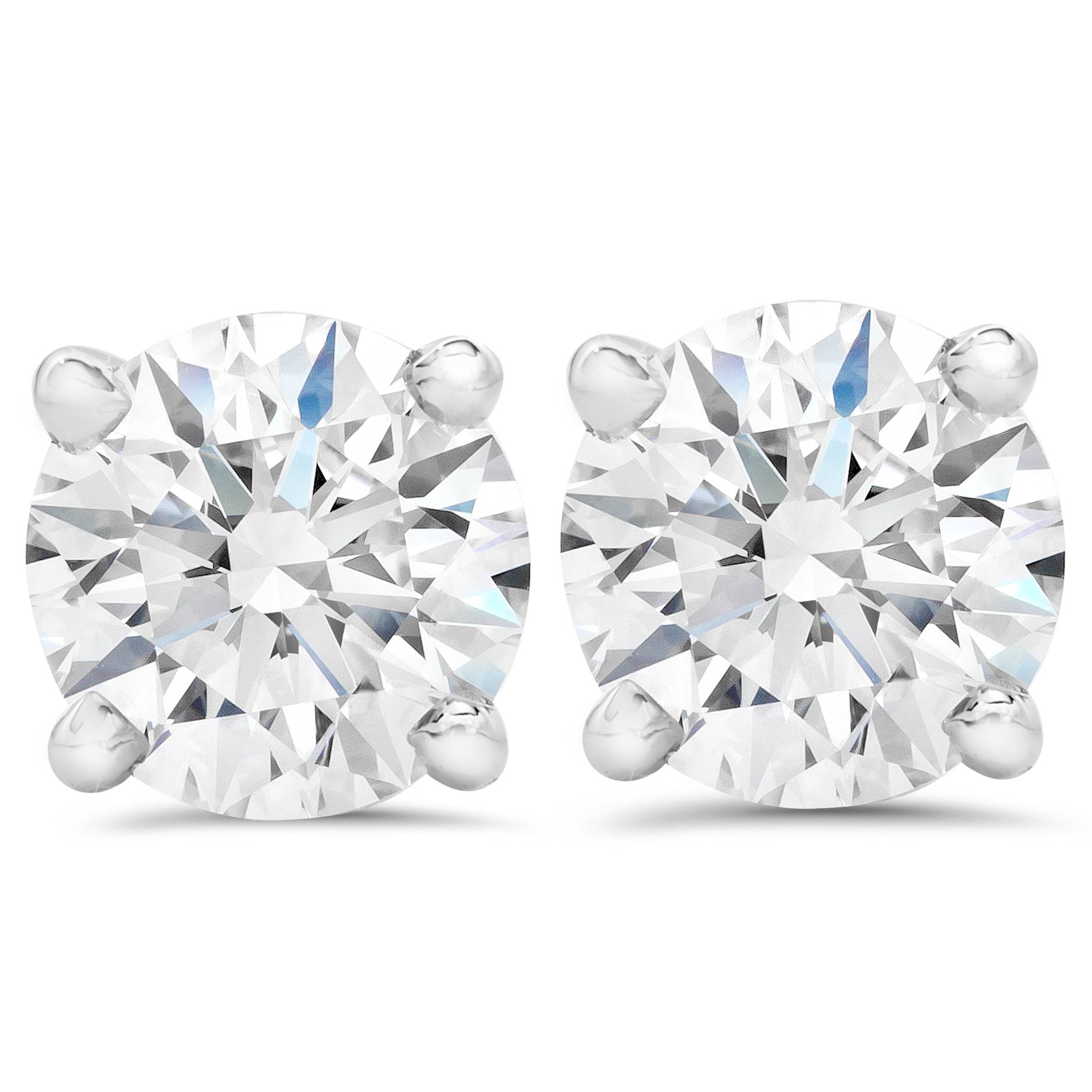 1.50ct Lab Grown Diamond Studs 14k White Gold Screw Backs