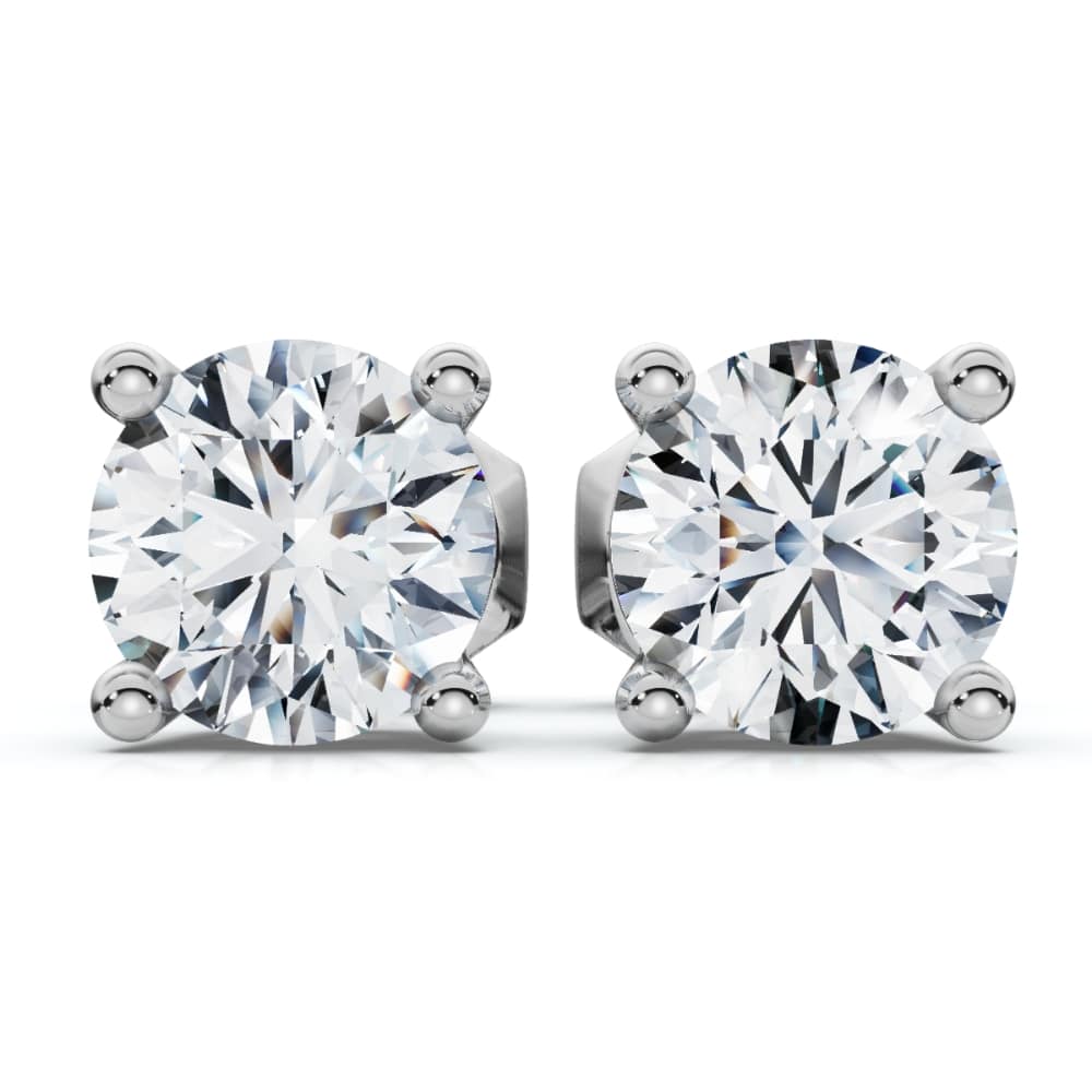 1 Ct TW Round Cut Diamond Screw Back Studs 14k White Gold Lab Grown