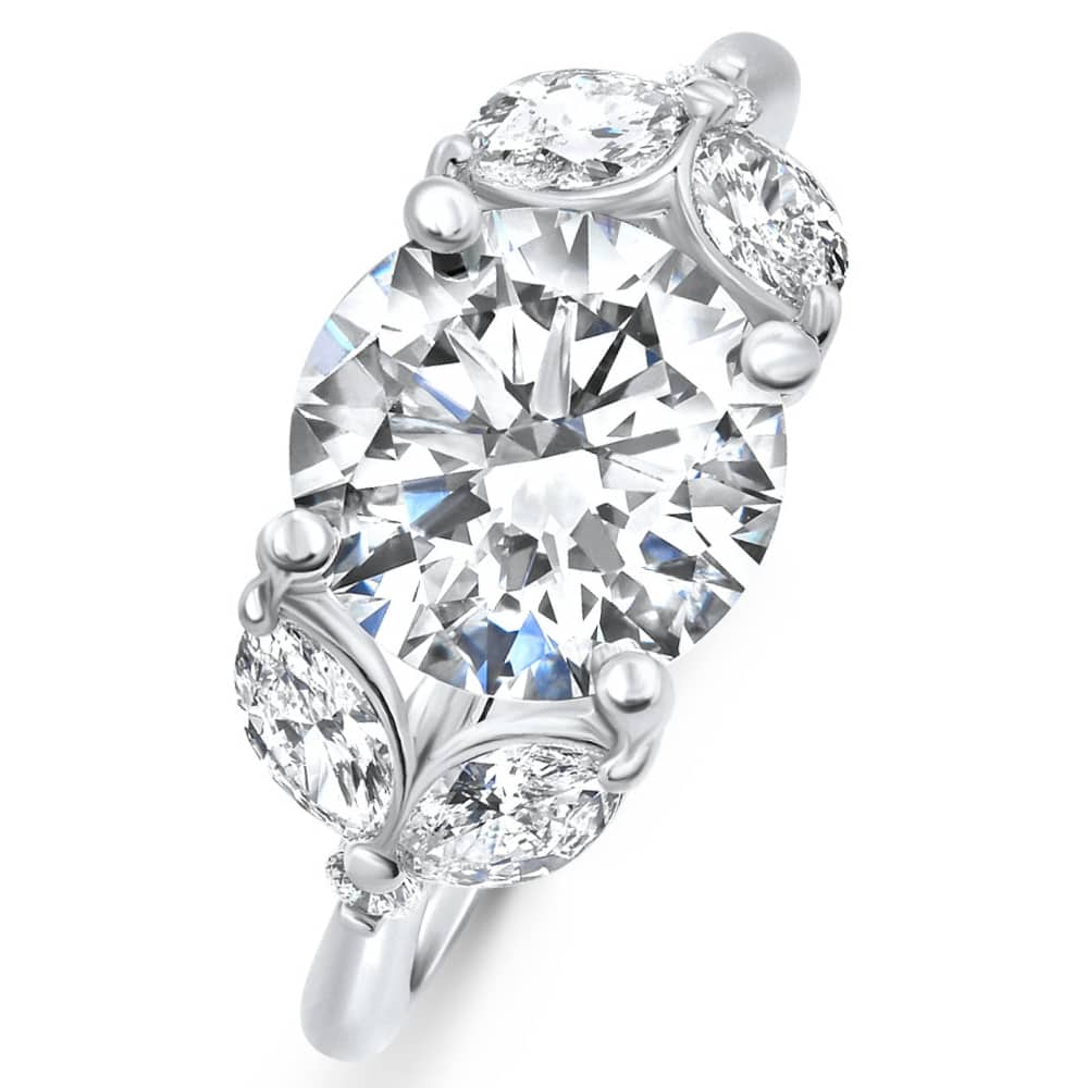 Certified 2.75-6.75Ct Round Marquise Diamond Engagement Ring 14k Gold Lab Grown