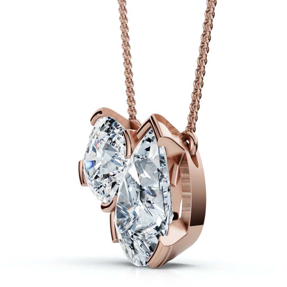 2Ct Cushion and Pear Toi et Moi Diamond Pendant 14k Gold or Pt Lab Grown