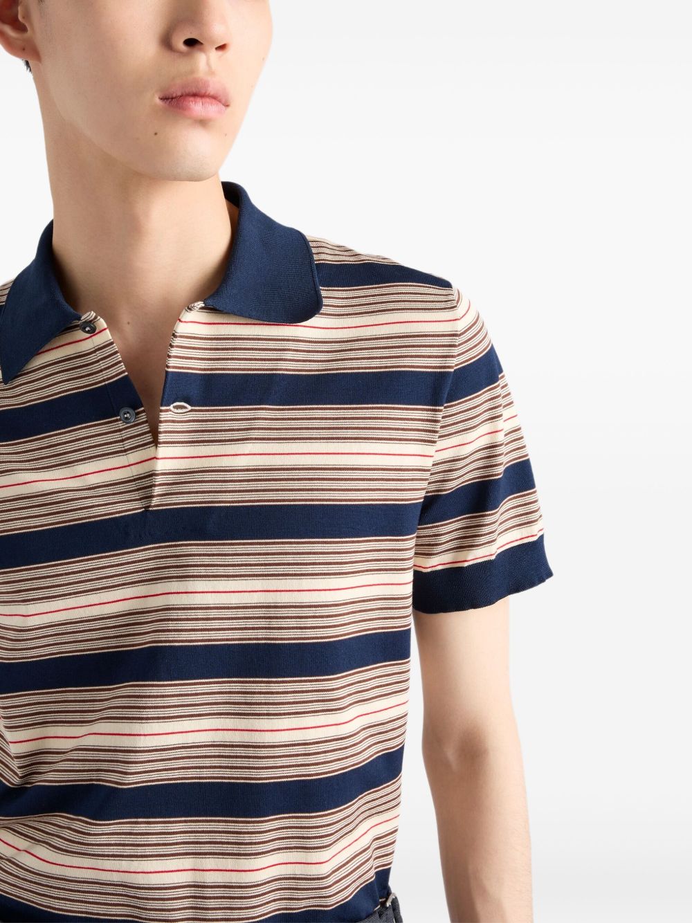 Prada Men Striped Cotton Polo Shirt