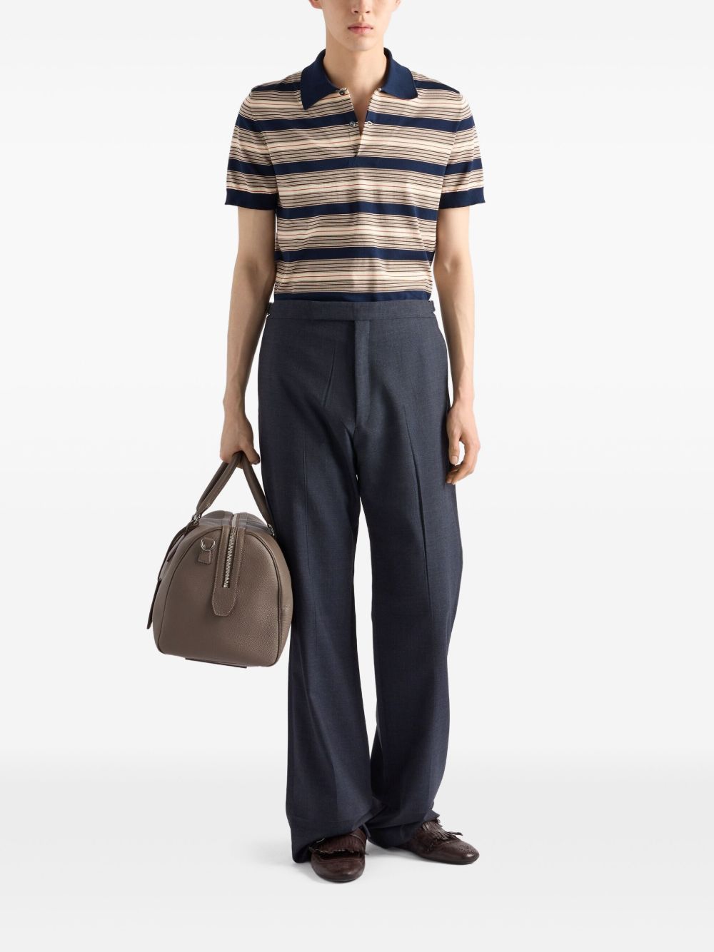 Prada Men Striped Cotton Polo Shirt