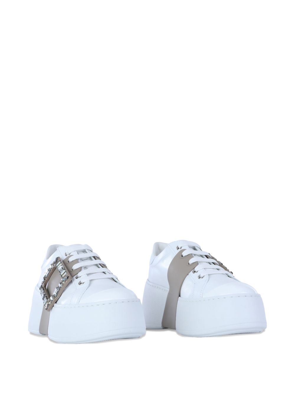Roger Vivier Women Viv Skate High Strass Leather Sneakers
