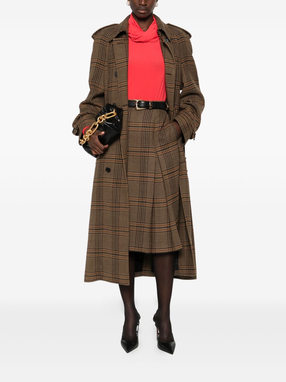 Saint Laurent Women Wool Cashmere Midi Skirt