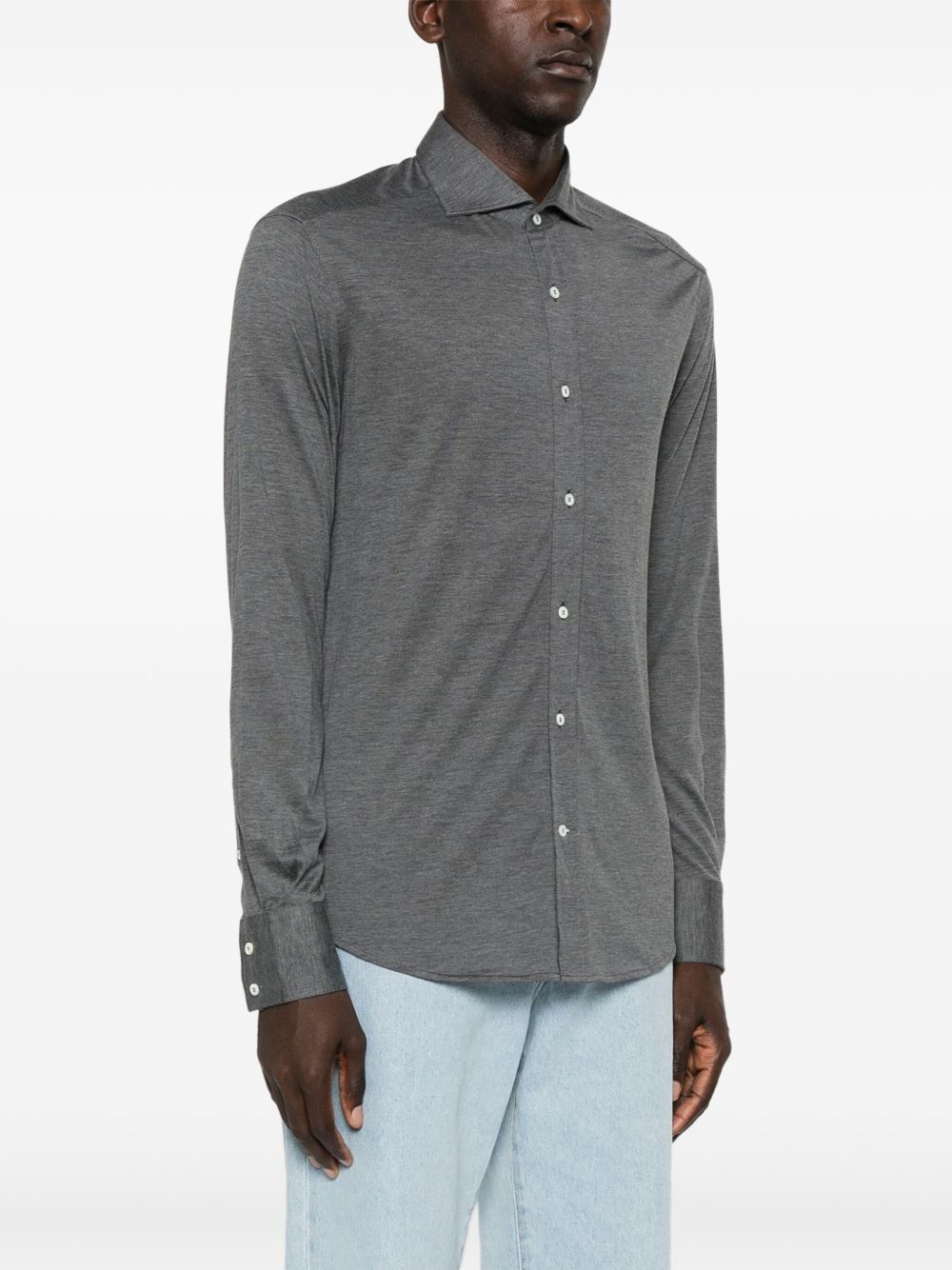 Brunello Cucinelli Men Silk And Cotton Blend Shirt