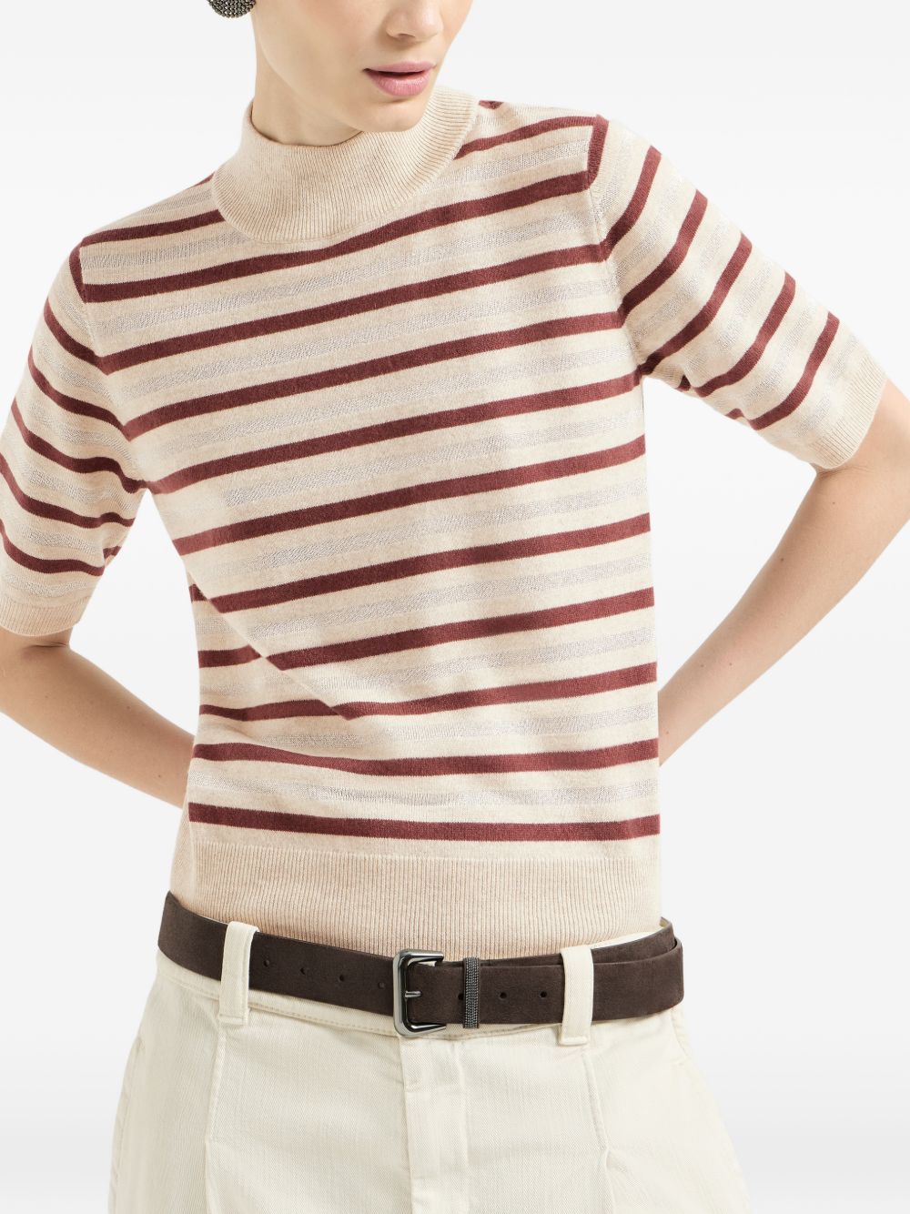 Brunello Cucinelli Women Wool And Cashmere Striped Sweater